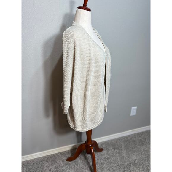 Madewell sweater open front oversized 3/4 dolman sleeve oatmeal beige Sz XS - Picture 4 of 8